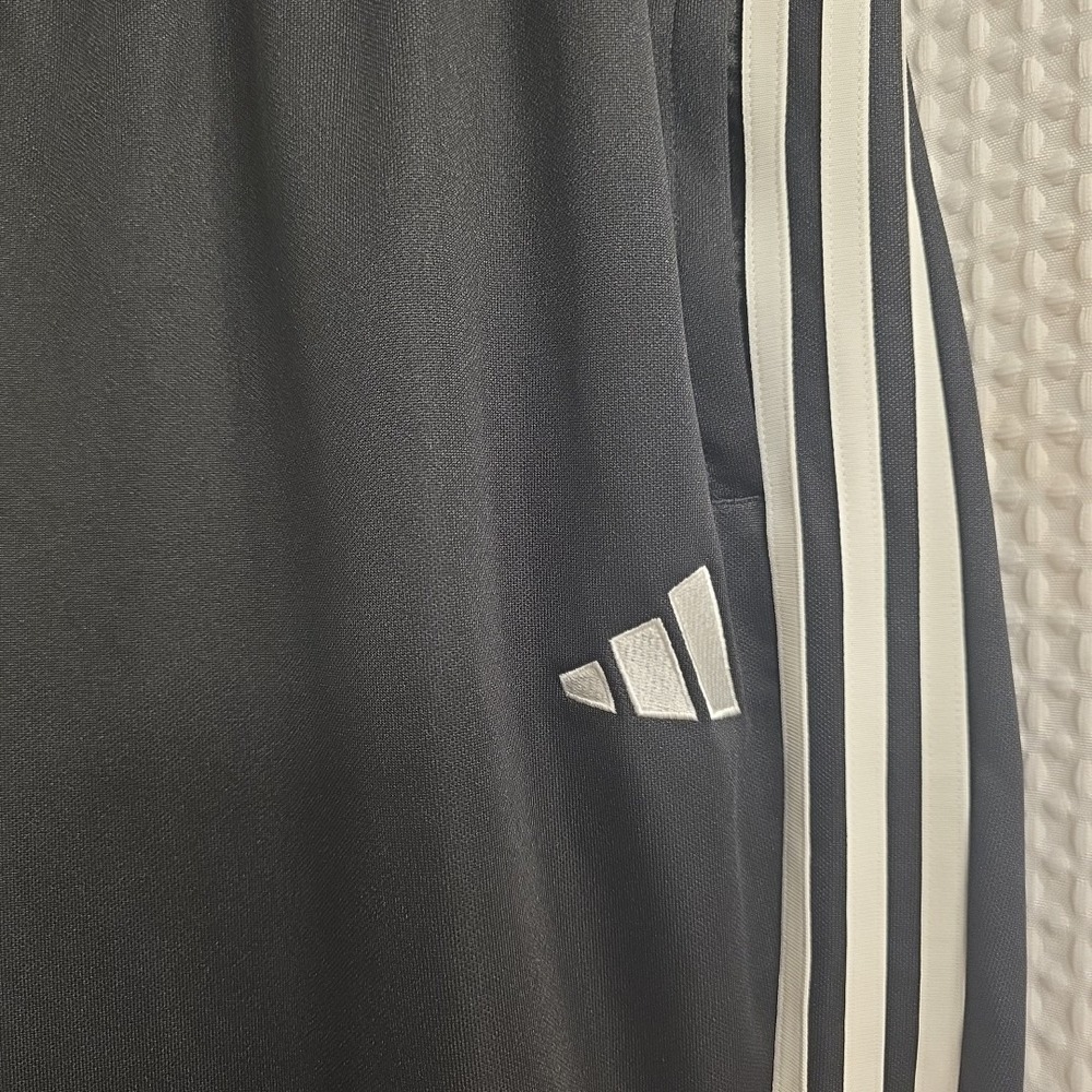 NEW Adidas Men Sweatpants 2X Black Polyester Drawstring Skinny Zipper Leg Ankle - Picture 3 of 11